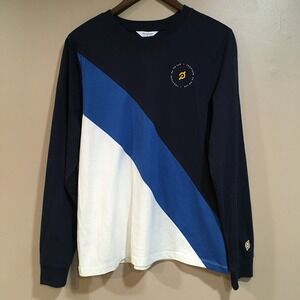 Peloton Colorblock Long Sleeve Shirt Womens M Blue White Cycling Bike Gym Lounge